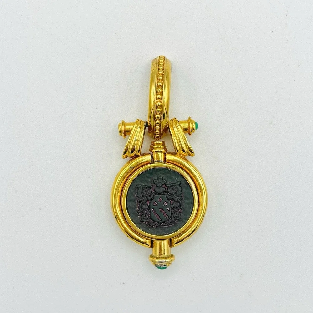 Vintage Tova Beverly Hills Gold Pendant Reversible Perfume Holder Powder Compact